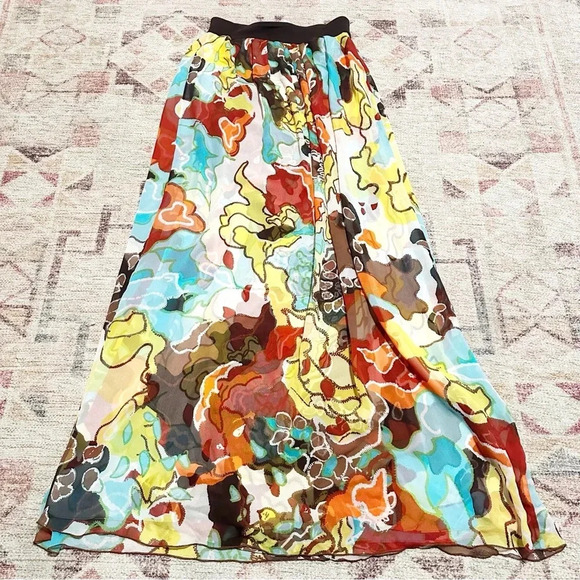 Diane Von Furstenberg multi-coloured silk maxi skirt or strapless dress size 6 - Picture 6 of 10